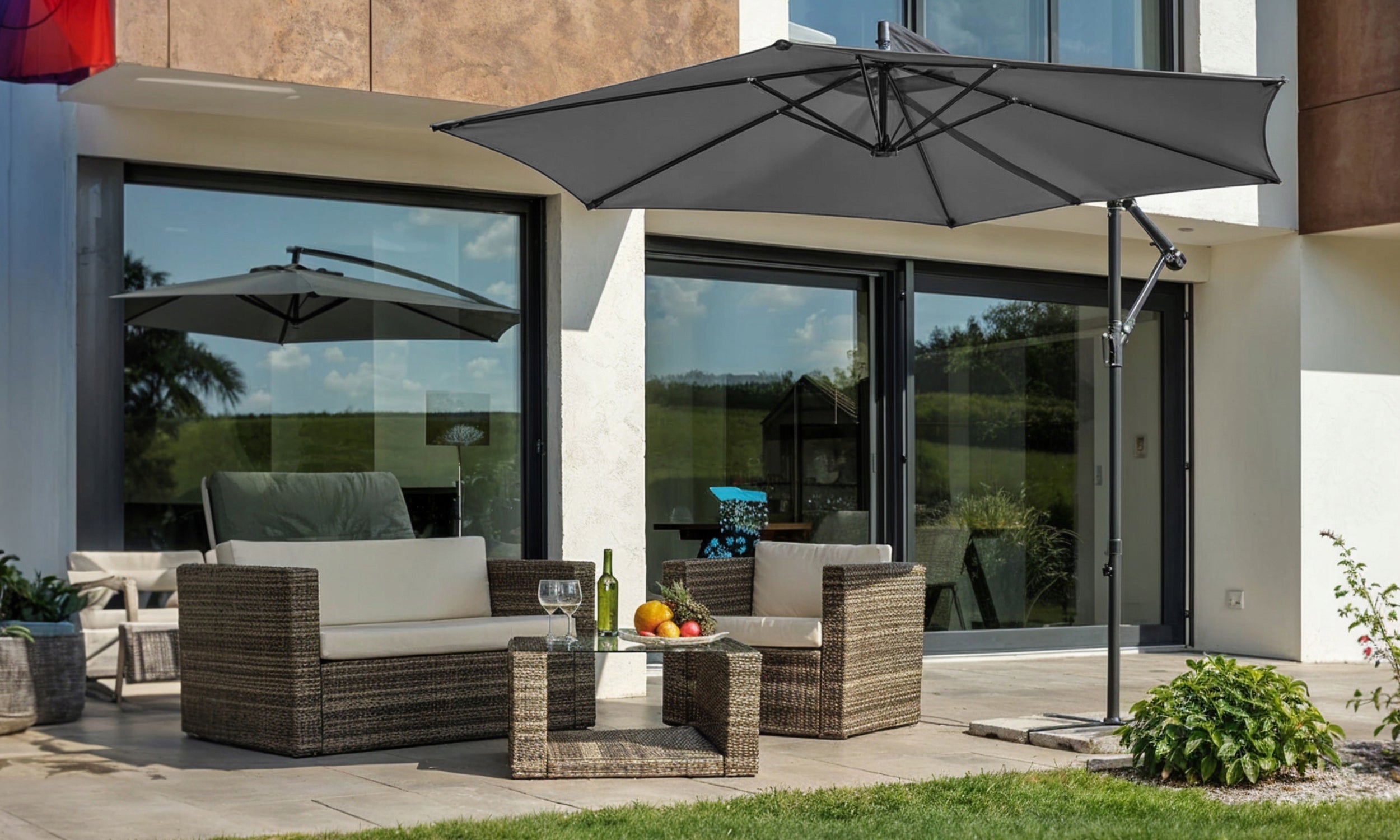 UMBRELLA Garden LARGE FOLDING SOLID LARGE WITH BOOM ADJUSTMENT 350 CM Manufacturer code PARASOL OGRODOWY SKŁADANY NA TARAS PREMIUM