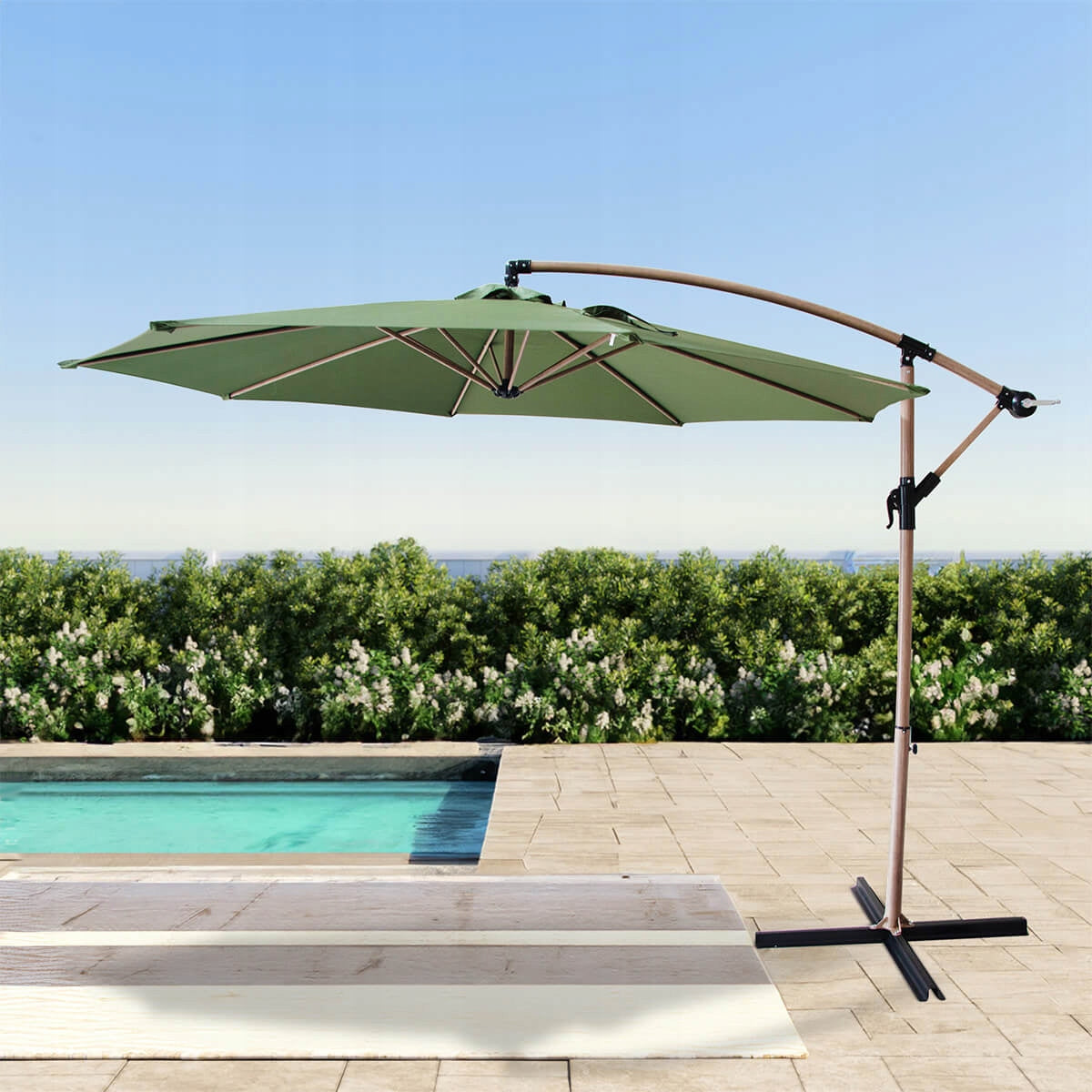 UMBRELLA large GARDEN FOLDING SIDE SANTORINI with boom GREEN 3m EAN (GTIN) 5905529997426