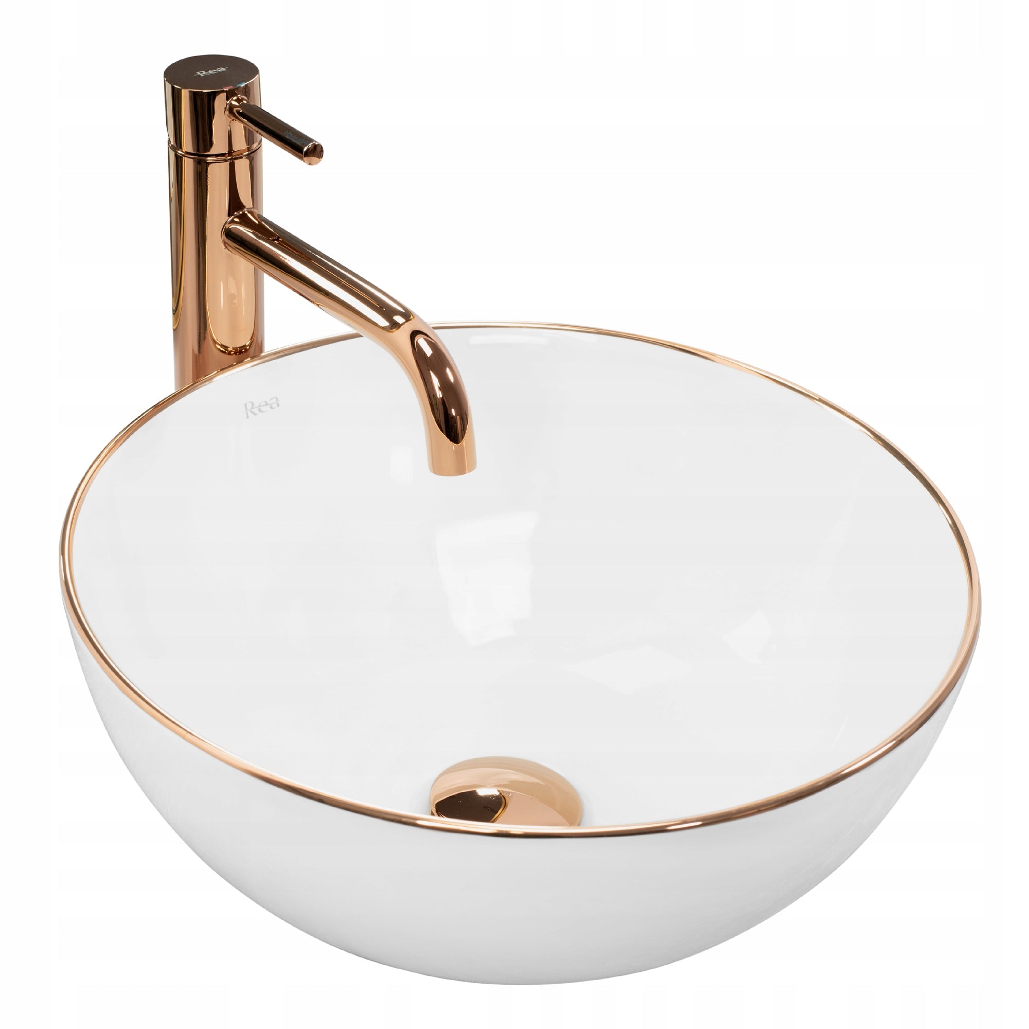 Stella Rose Gold Edge Keramik-Aufsatzwaschbecken 