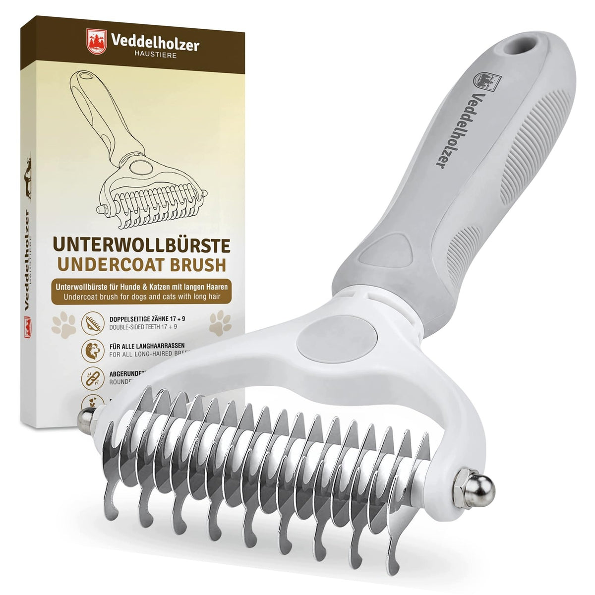 UNDERCOAT BRUSH FOR DOGS AND CATS DOUBLE-SIDED BRUSH