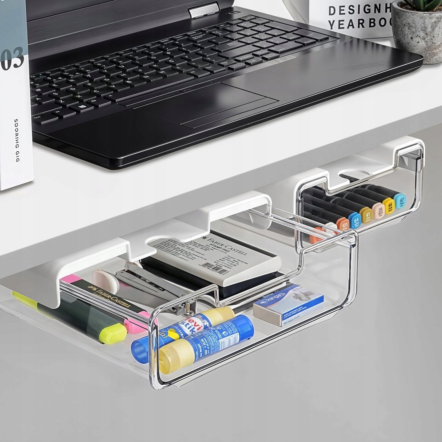 UNDERCOUNTER DRAWER ATTACHED TO DESK 2x TRANSPARENT SELF-ADHESIVE STRONG Manufacturer code SZUFLADA PODBLATOWA MOCOWANA DO BIURKA 2x
