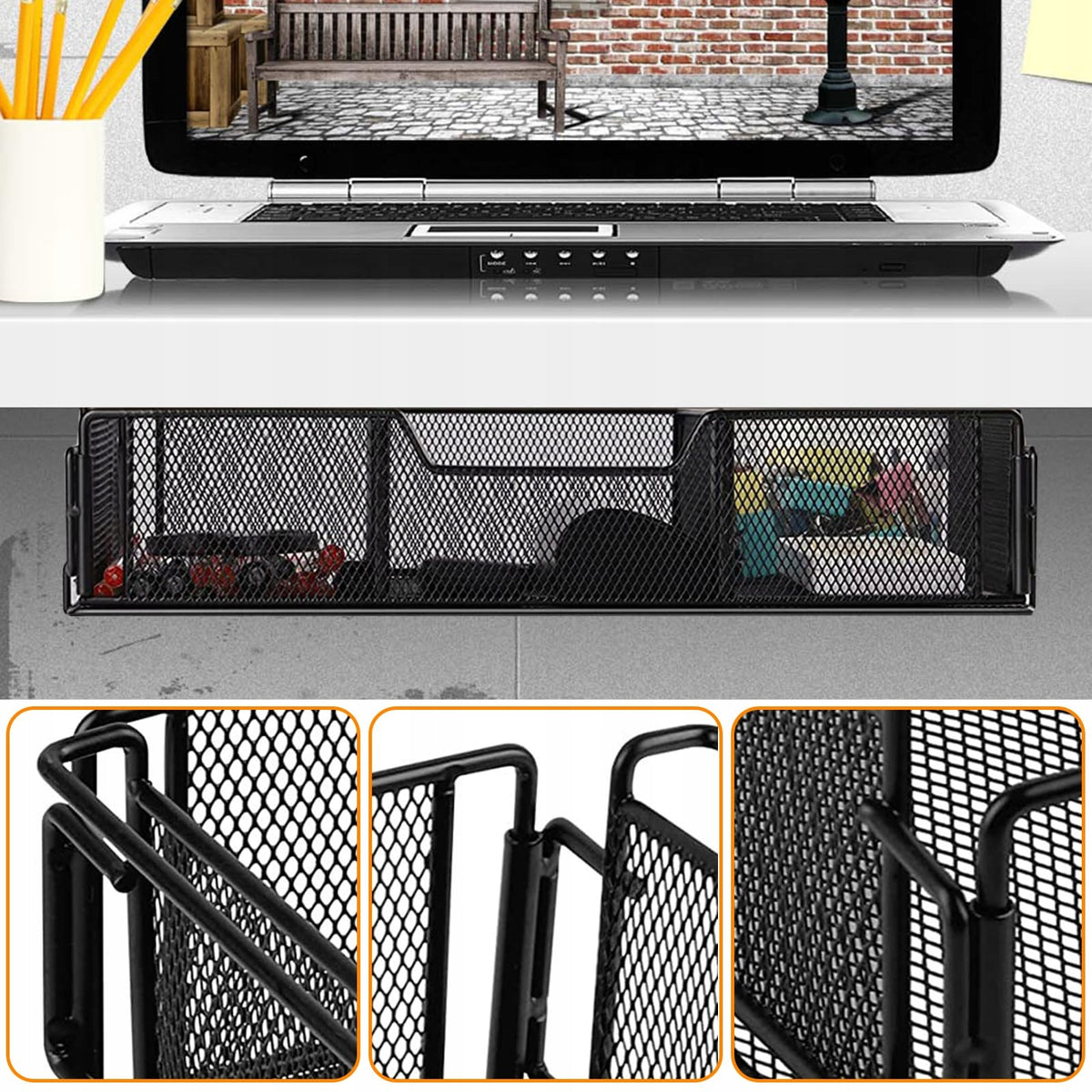 UNDERCOUNTER DRAWER DESK HOLDER HIDDEN DRAWER, 6,5 X 23,5 X 8,2 CM Furniture color black