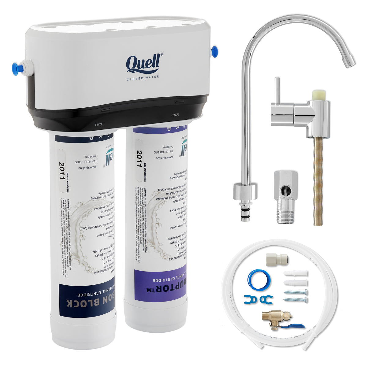 UNDERCOUNTER FLOW WATER FILTER SYSTEM QUELL UNDERSINK 2X FILTER
