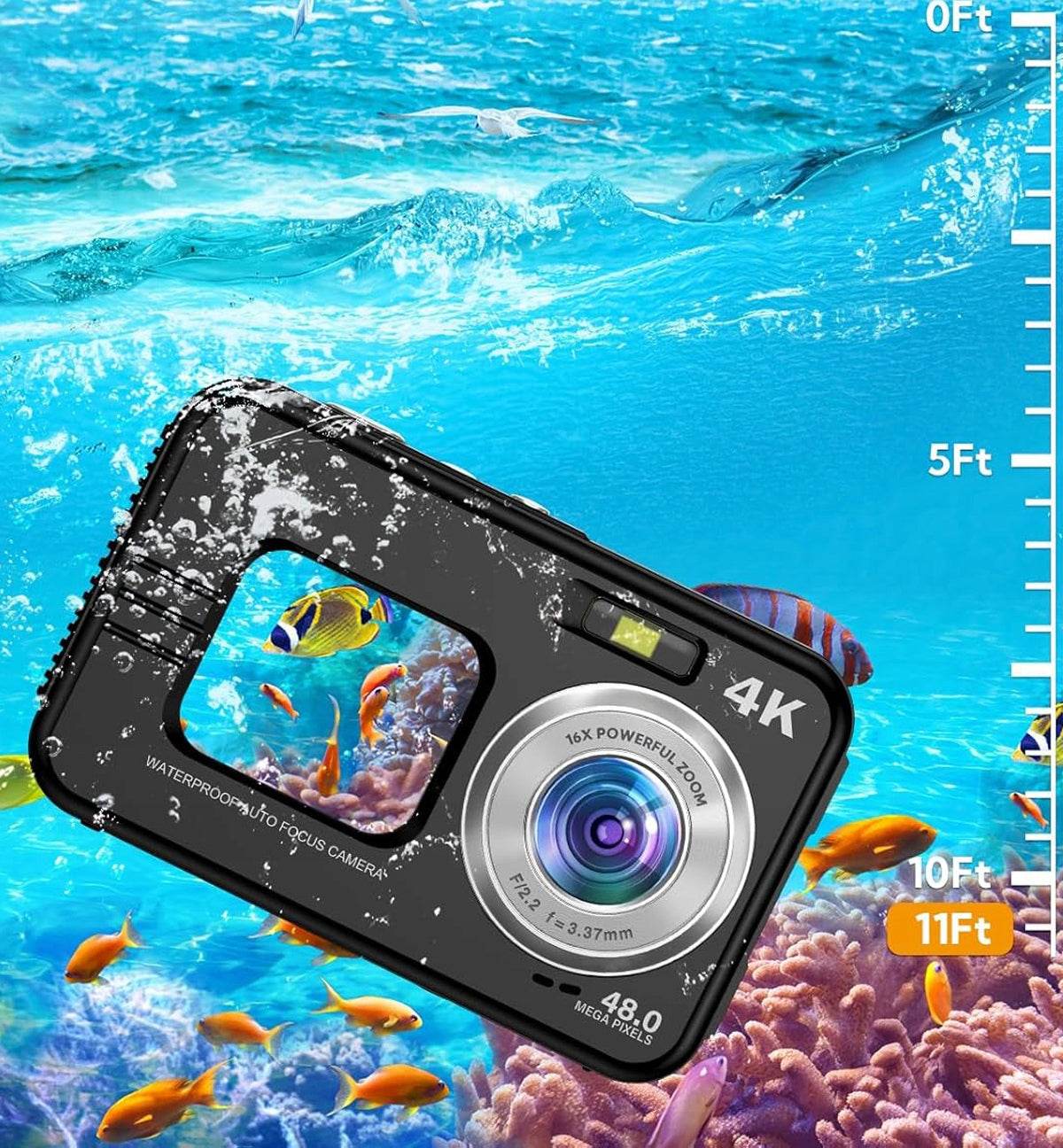 UNDERWATER CAMERA 4K 48MP 64GB WATERPROOF CAMERA FOR SNORKELING SWIMMING Brand no brand