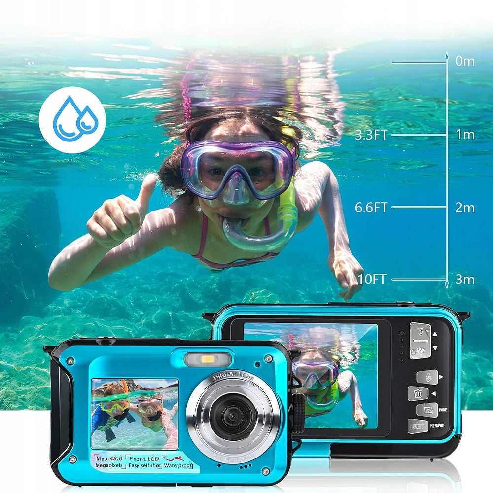 UNDERWATER CAMERA WATERPROOF CAMERA STRAP 32GB 4K 48MP FOR SNORKELING Resolution 56 Mpx