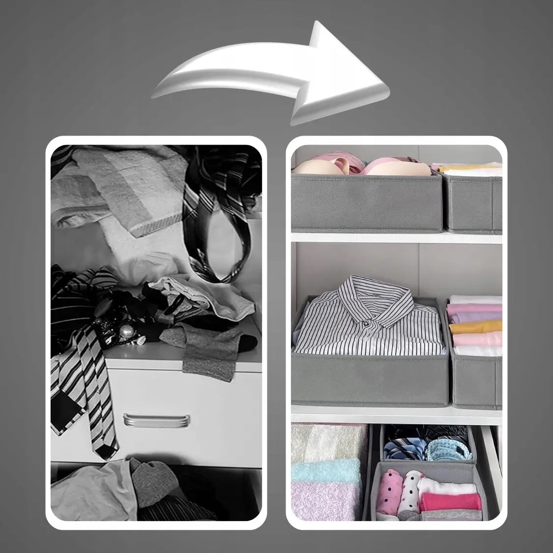 UNDERWEAR CLOSET DRAWER ORGANIZER COMPARTMENTAL CLOTHES SET OF 6 Brand Novaza Tech