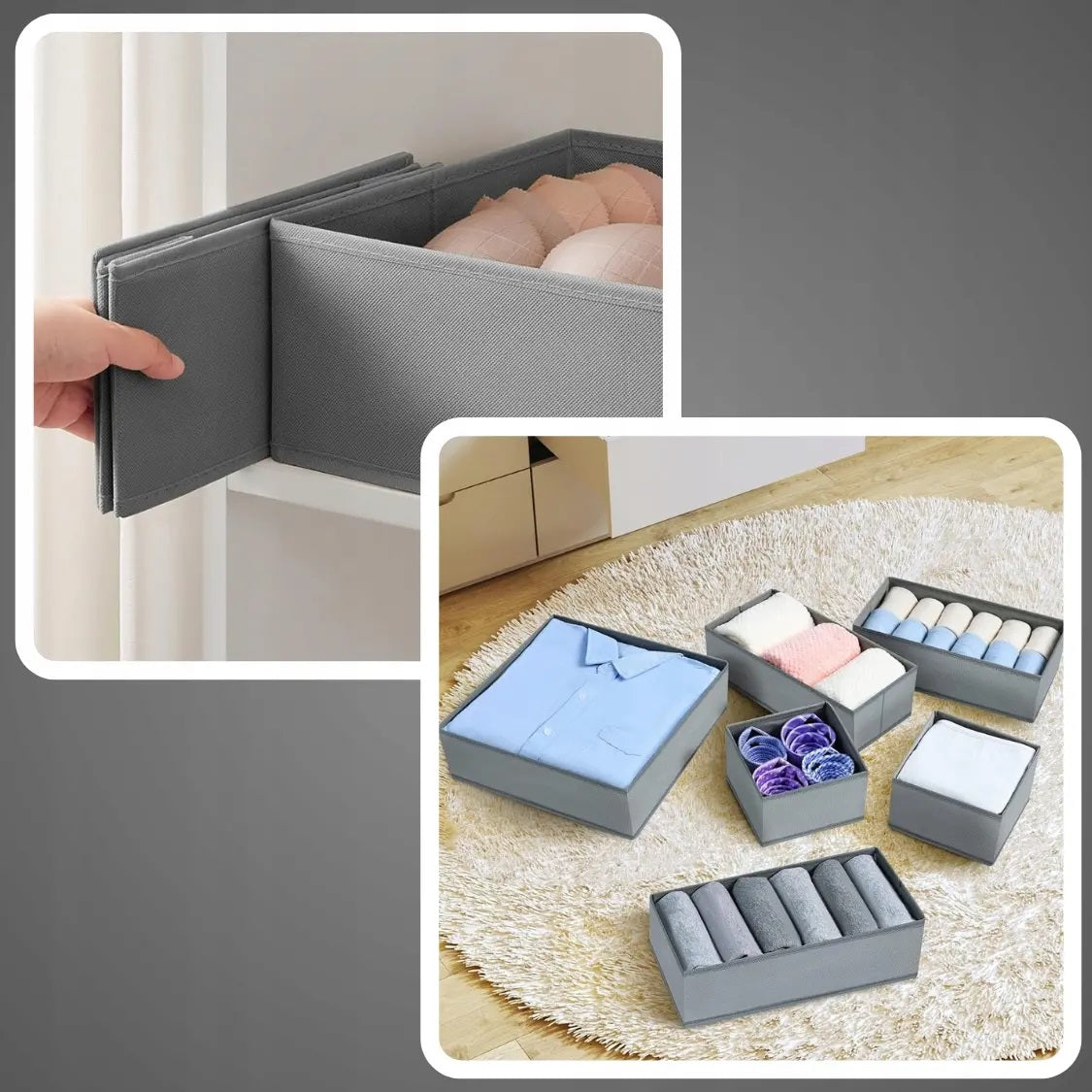UNDERWEAR CLOSET DRAWER ORGANIZER COMPARTMENTAL CLOTHES SET OF 6 Product height 10 cm