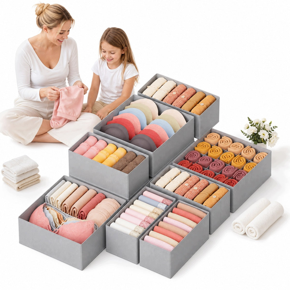 UNDERWEAR ORGANIZER SET 12 PIECES GREY FOR DRAWERS