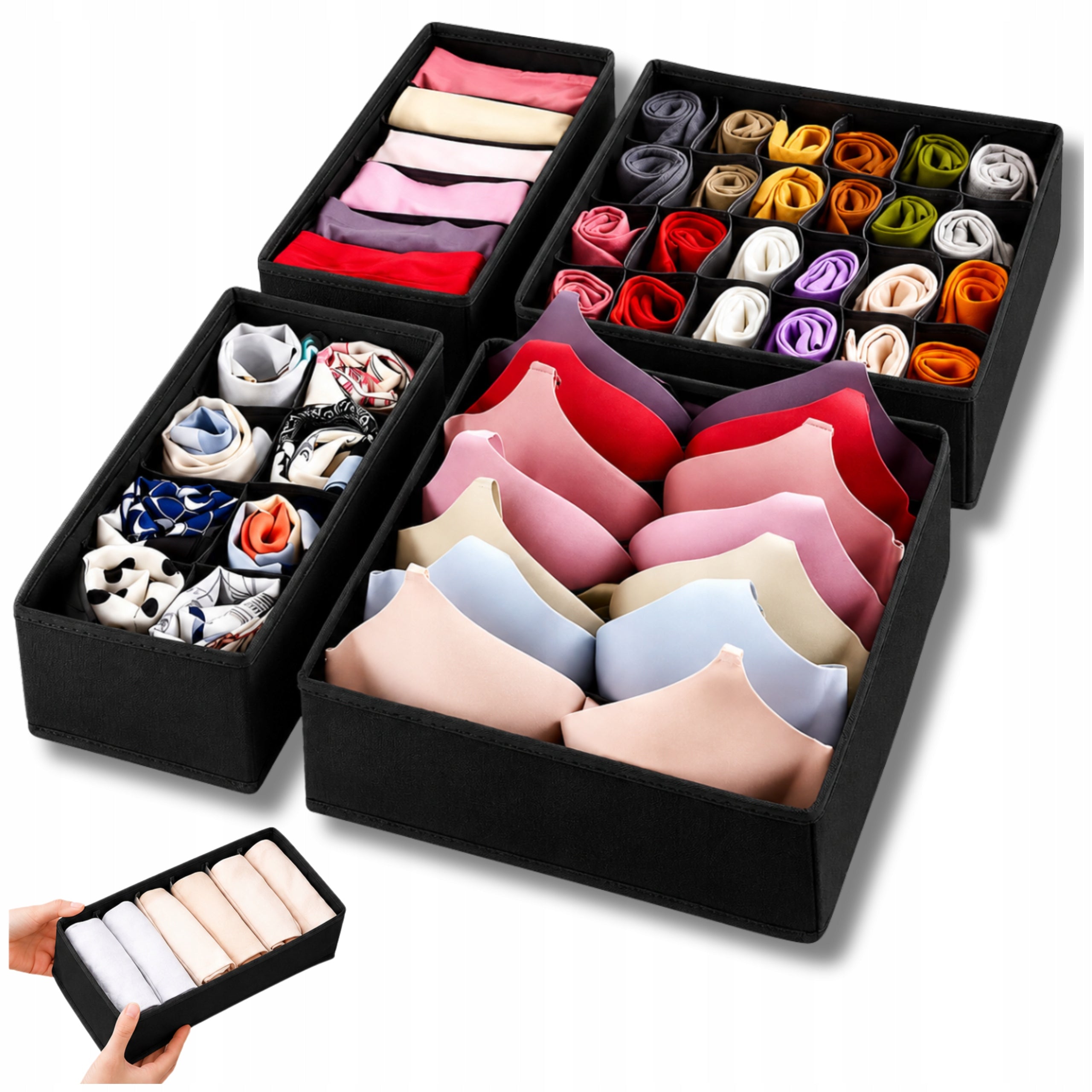 UNDERWEAR ORGANIZER SOCKS CLOTHES FOR CLOSET DRAWER SET OF 4