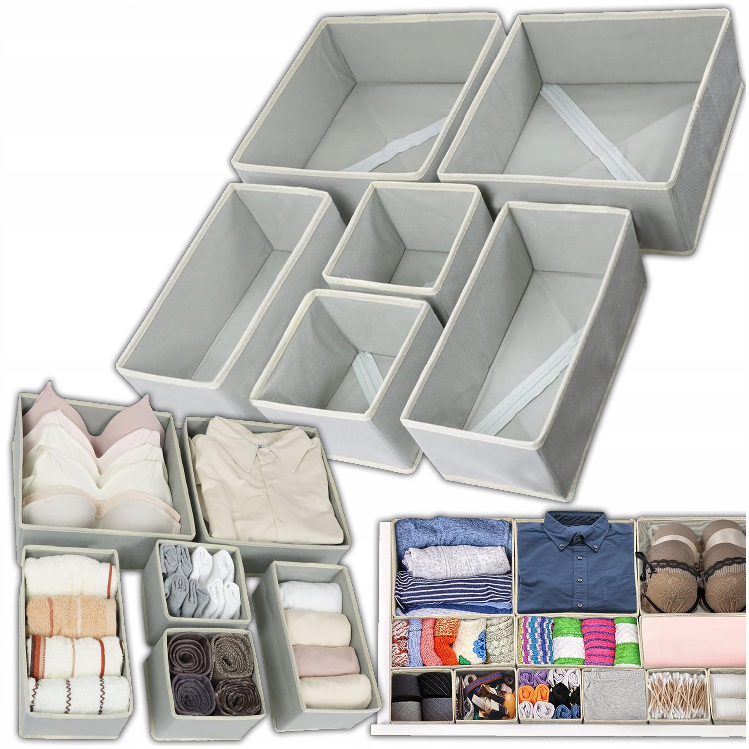UNDERWEAR ORGANIZER SOCKS FOR CABINET DRAWER SET CONTAINER 6 PIECES