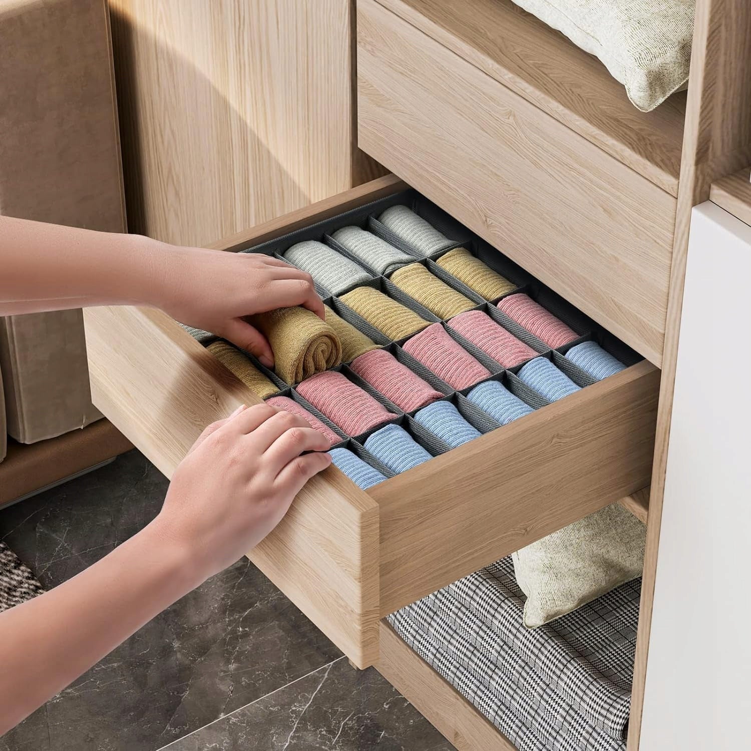 UNDERWEAR ORGANIZER SOCKS STRAPS CLOTHES FOR CLOSET DRAWER SET OF 2PCS Kind drawer organizer