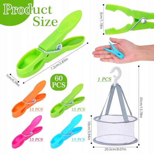 UNDERWEAR PAPER CLIPS 60 PCS PLASTIC WITH BASKET COLORFUL plastic Manufacturer code Bez marki