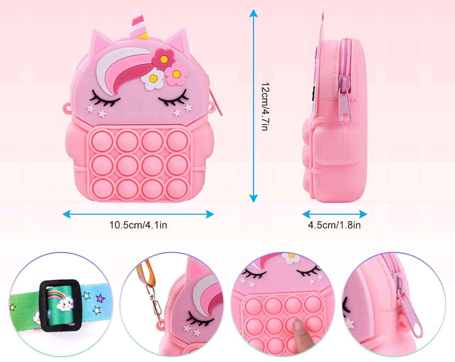 UNICORN BAG FOR GIRLS SMALL SILICONE BAG ADJUSTABLE STRAP Brand no brand