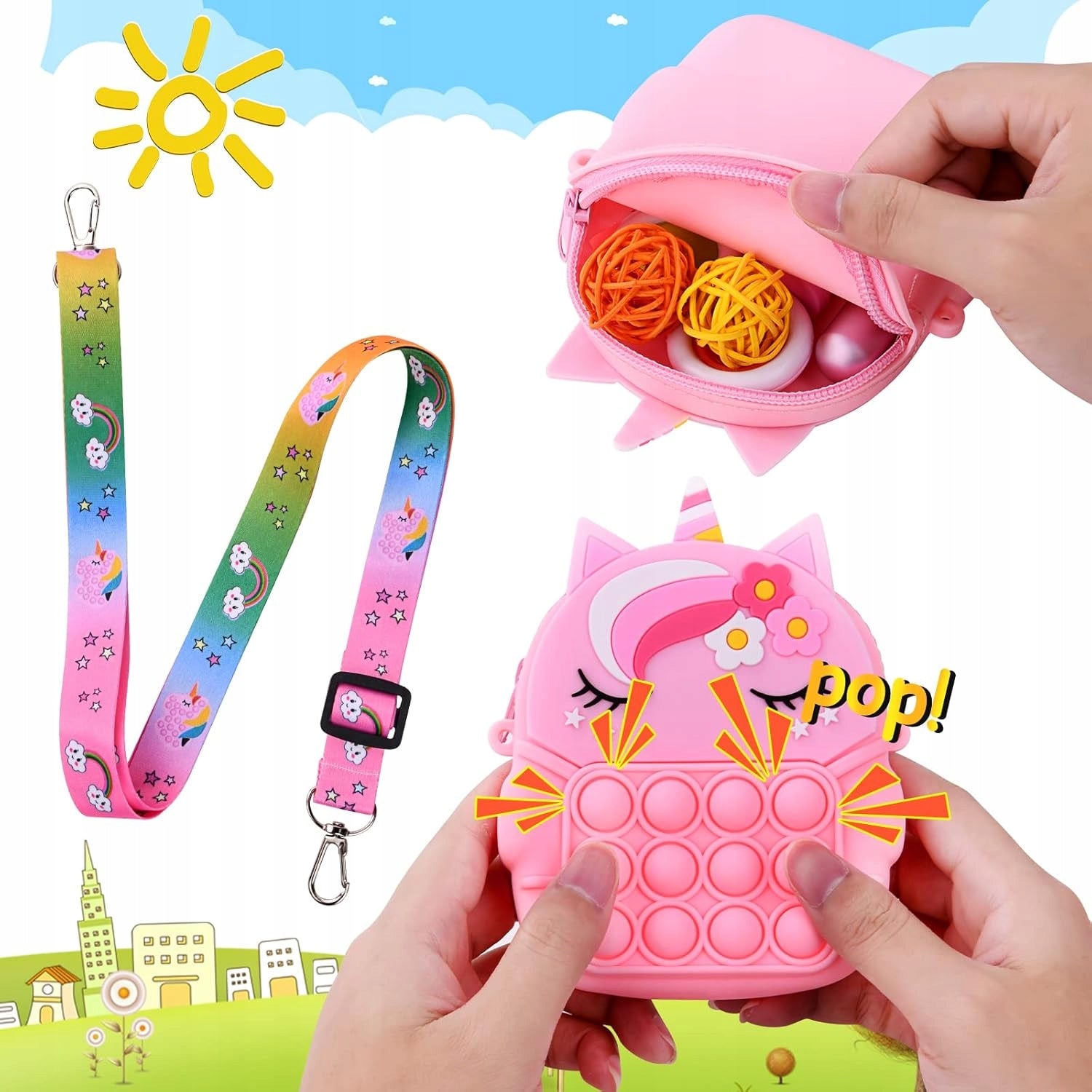 UNICORN BAG FOR GIRLS SMALL SILICONE BAG ADJUSTABLE STRAP Manufacturer code TORBA Z JEDNOROŻCEM DLA DZIEWCZĄT