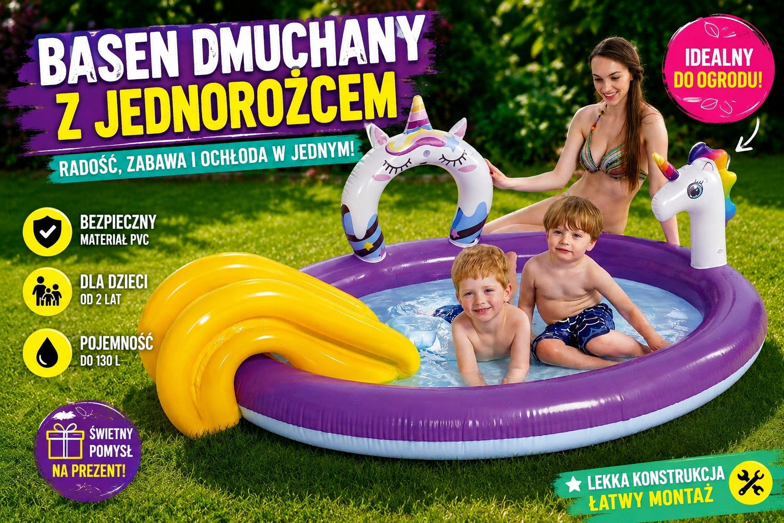 UNICORN POOL WATER PARK CHILDREN'S SLIDE FOR GARDEN Series 522059
