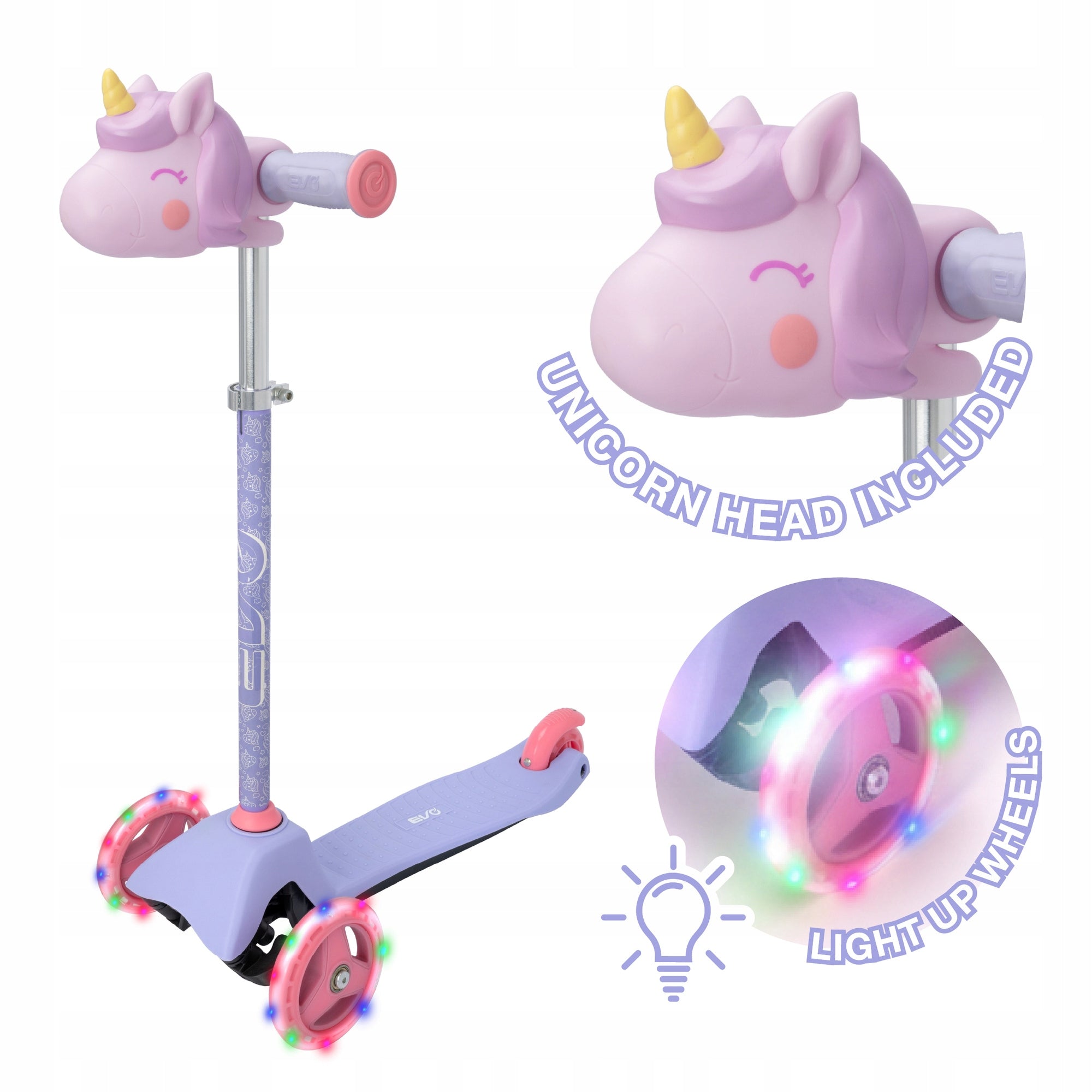 UNICORN TRICYCLE SCOOTER FOR CHILDREN LED GLOWING WHEELS EVO 2+ Number of wheels 3