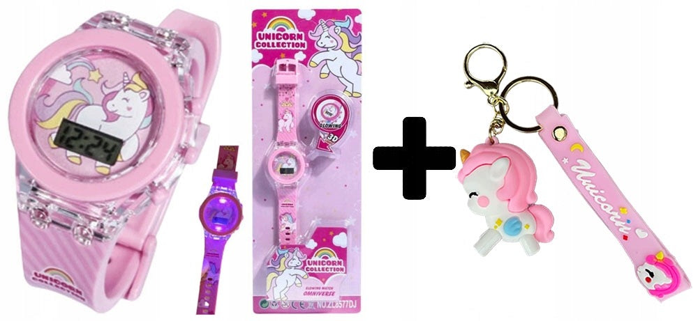 UNICORN unicorn LED electronic watch for girls + KEYCHAIN large