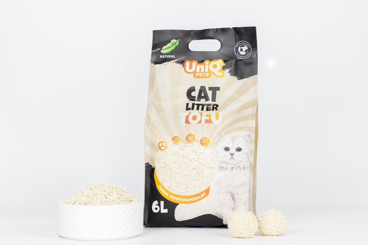 UNIQ PETS Biodegradable tofu cat litter 2,5kg / 6l natural Packaging status original