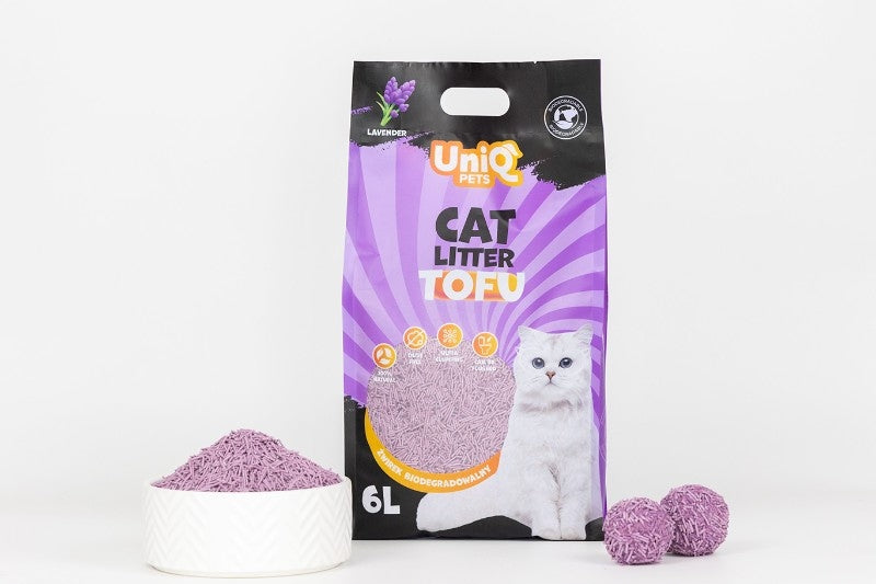 UNIQ PETS Cat litter tofu biodegradable 2,5kg / 6l lavender Packaging status original
