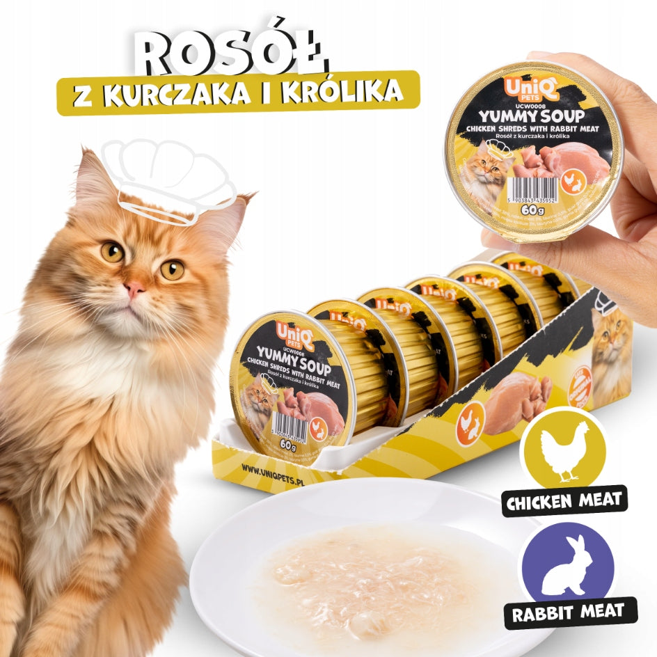 UNIQ PETS wet cat food chicken broth and rabbit meat 60gx6pcs