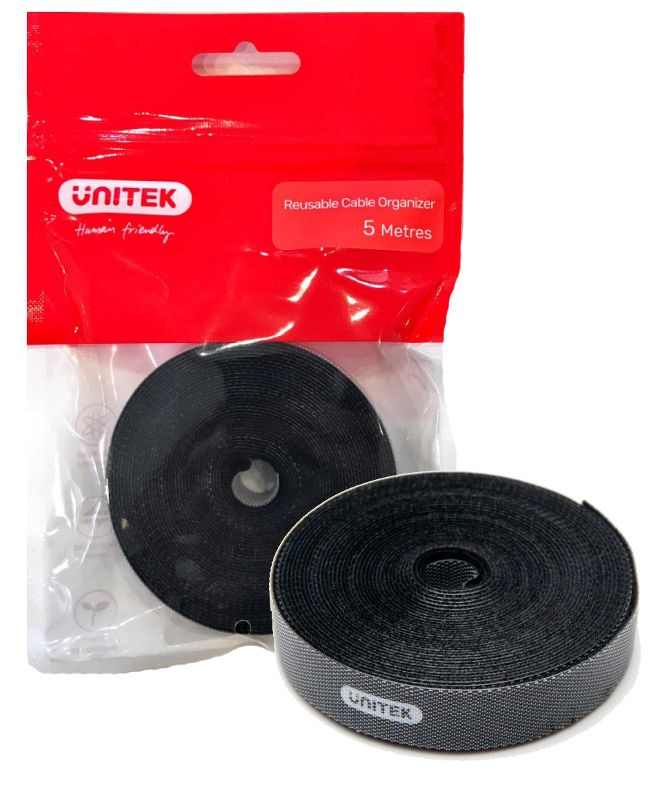 UNITEK OT142BK Velcro cable organizer Velcro tape black 5 m