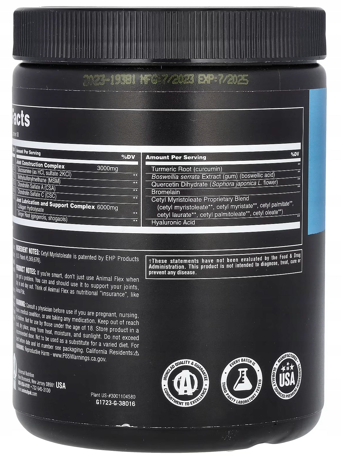 UNIVERSAL ANIMAL FLEX Powder Joints Ligaments Regeneration MSM 30 Servings Cherry Packaging status original