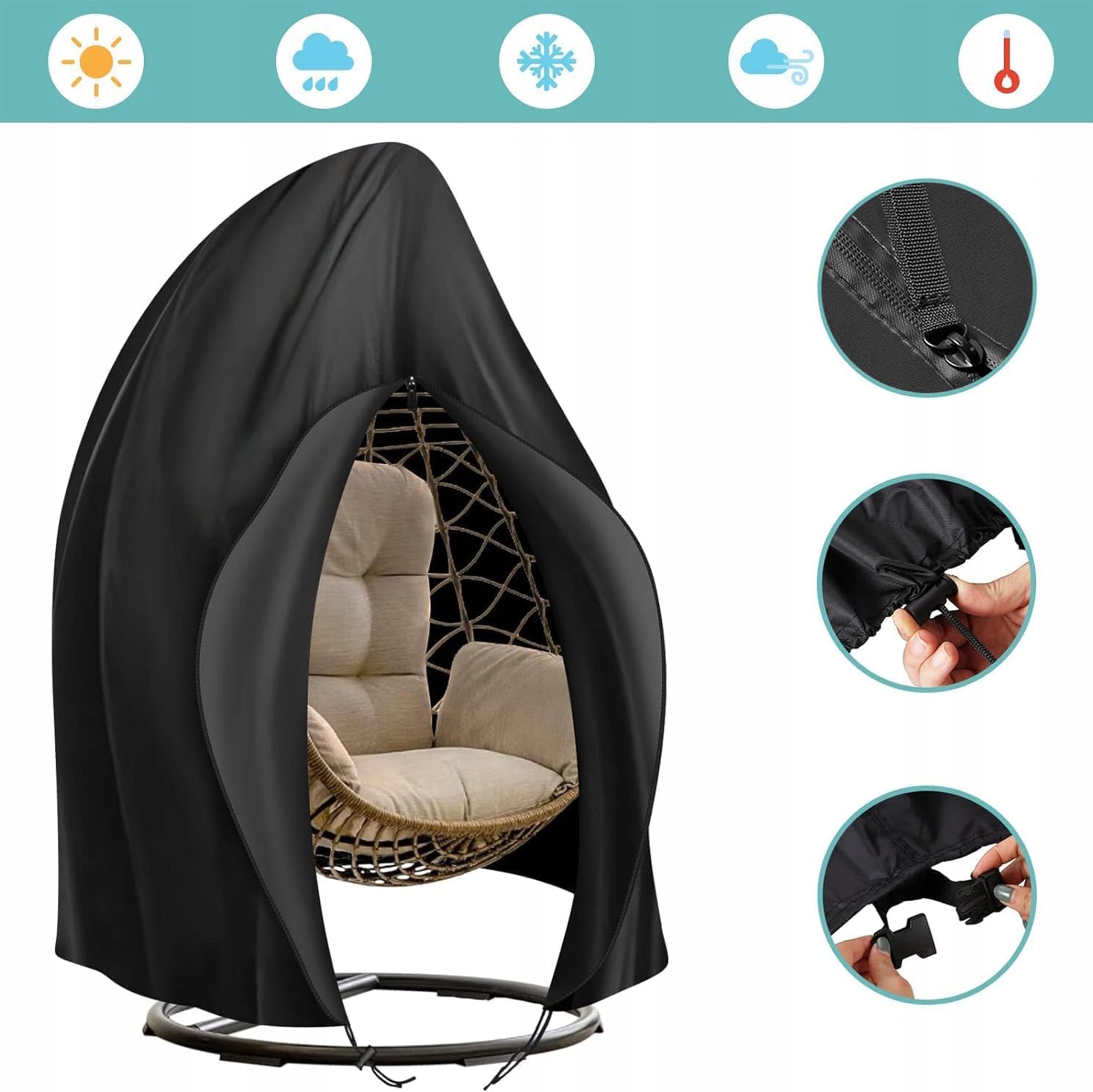 UNIVERSAL BASKET COVER ARMCHAIR HANGING COCOON SWING GARDEN COVER Color black