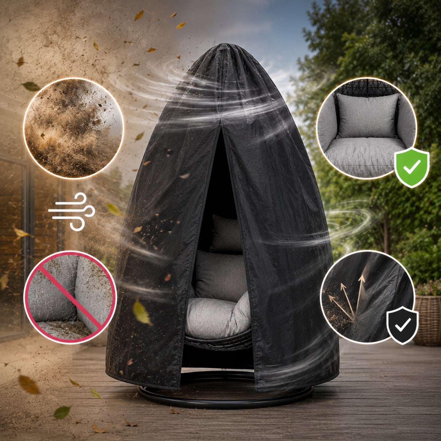UNIVERSAL BASKET COVER CHAIR HANGING COCOON SWING COVER Product width 115 cm