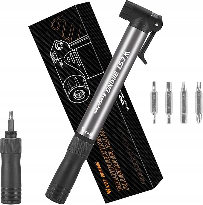 UNIVERSAL BICYCLE PUMP MINI 80 PSI 2in1 SCREWDRIVER SET