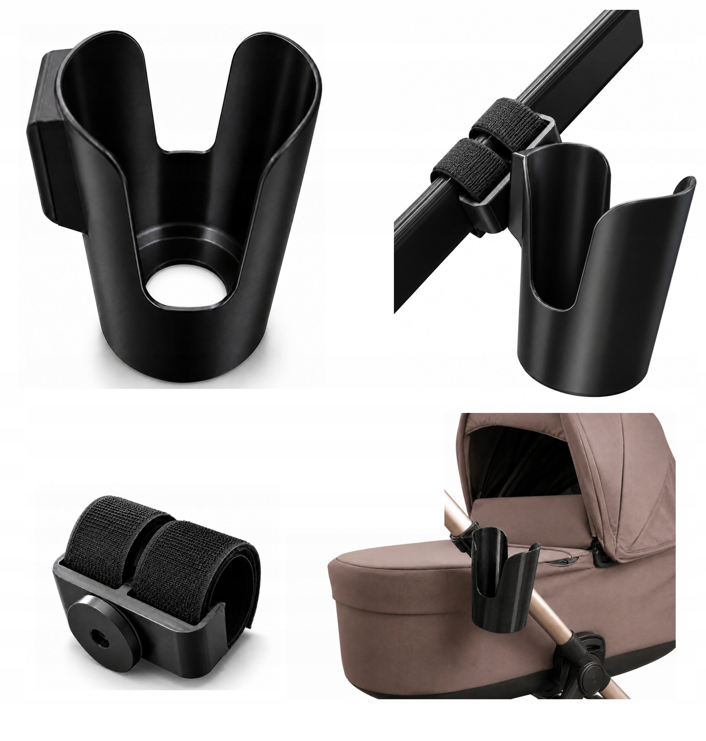 UNIVERSAL CUP HOLDER FOR VELCRO TROLLEY STRONG ADJUSTABLE CYBEX AND OTHERS