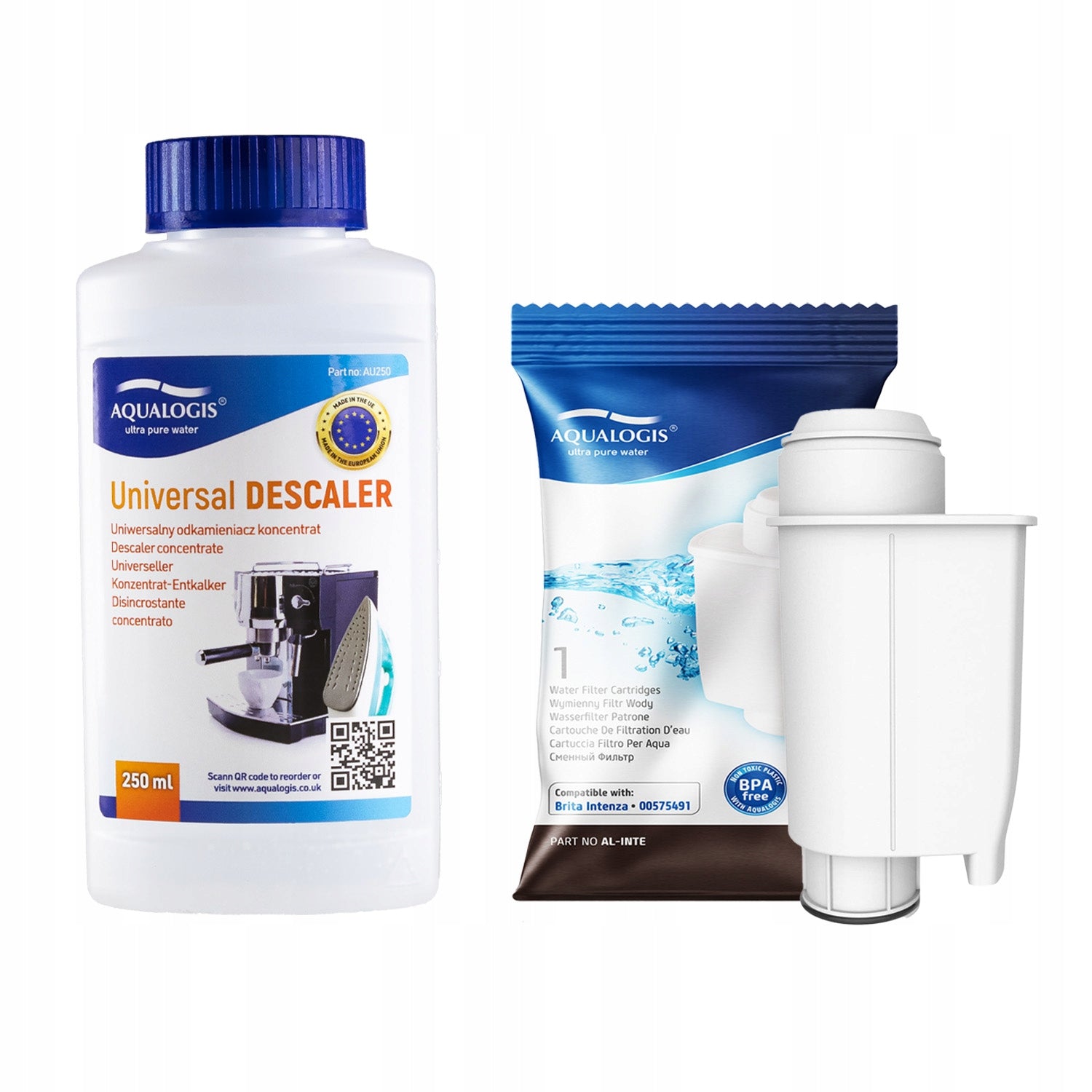 UNIVERSAL DESCALER 250ml + FILTER FOR WATER MACHINE AL-Inte+
