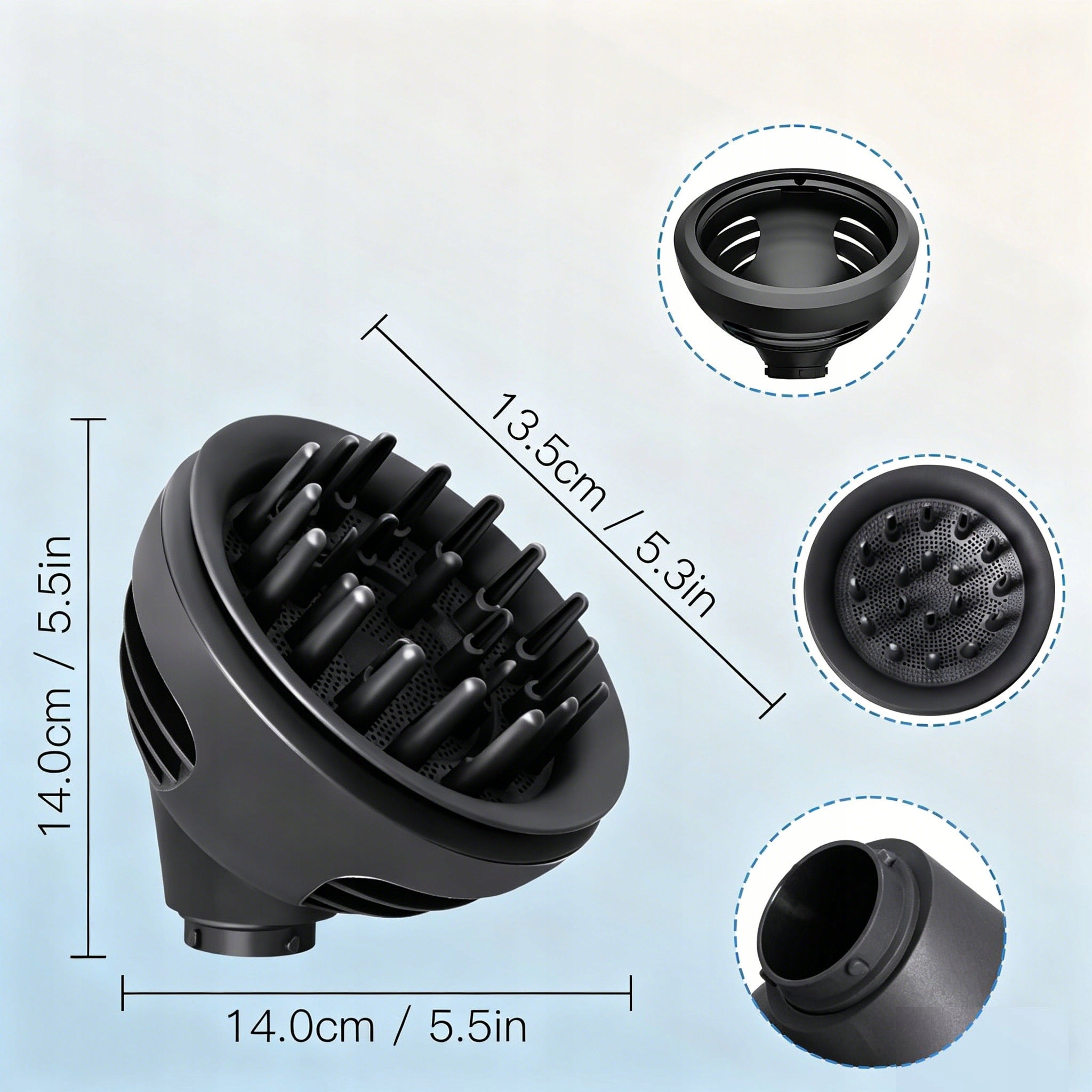 UNIVERSAL DIFFUSER FOR CURLY WAVY HAIR DRYERS BLACK Power 0.1 W