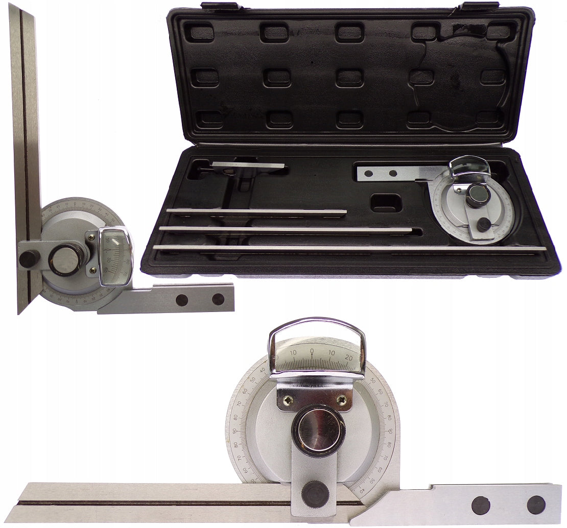 UNIVERSAL DISC PROTRACTOR WITH MAGNIFYING GLASS 0-360 3 ARMS
