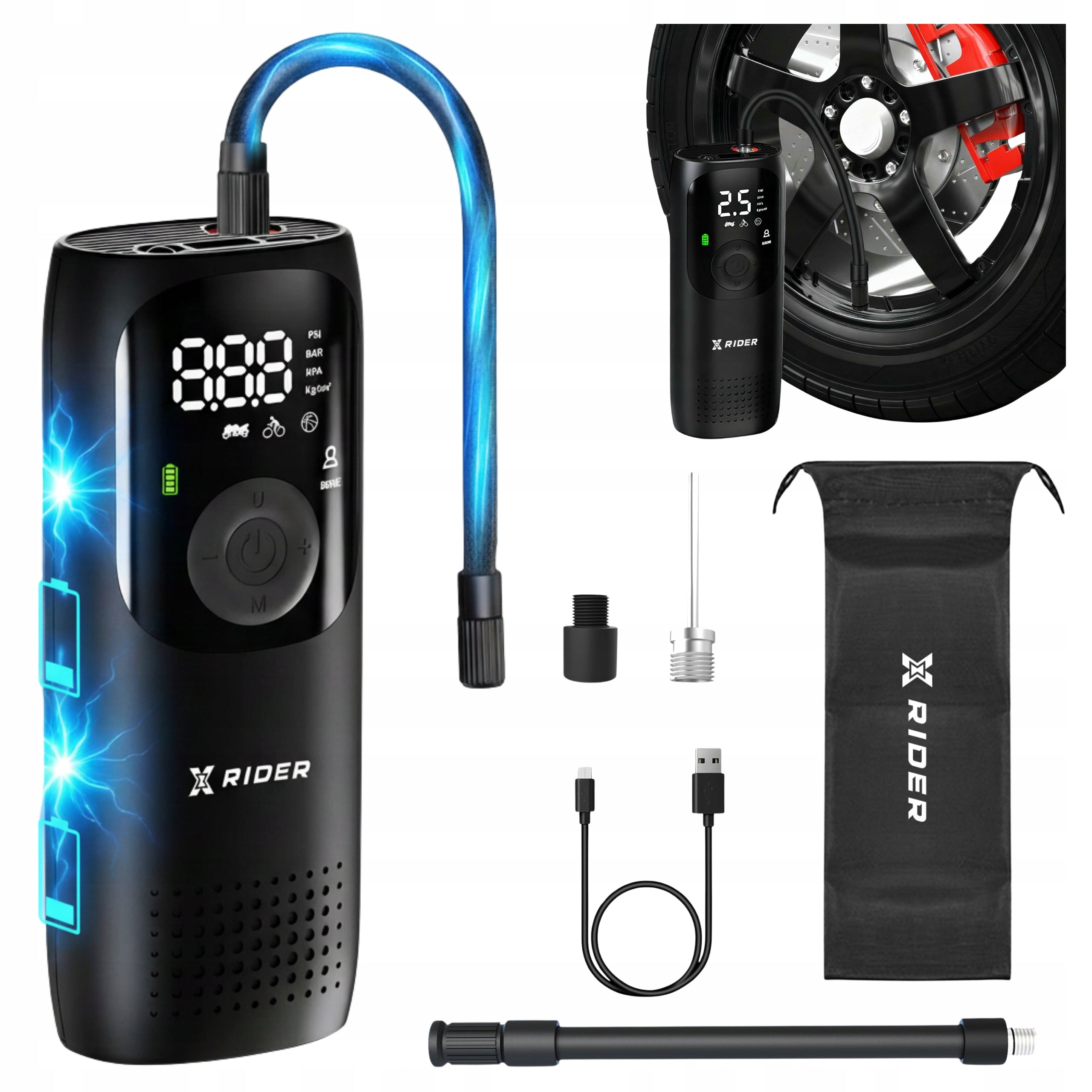 UNIVERSAL ELECTRIC BICYCLE PUMP FOR SCOOTER XRIDER 150 PSI