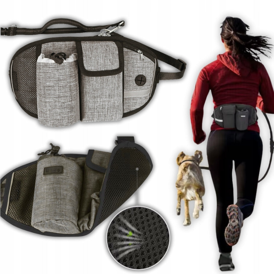 UNIVERSAL HIP BELT Lanyard for Dog Running Elastic Grey 2,5m
