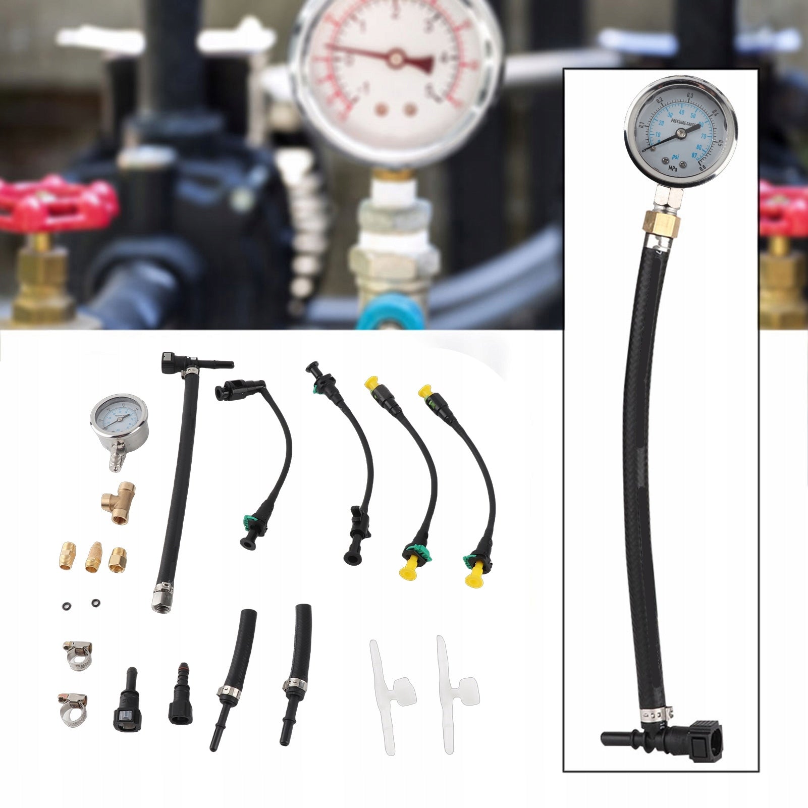 UNIVERSAL INDICATOR FUEL PRESSURE GAUGE SET OBDEMOTO 6007 Brand no brand