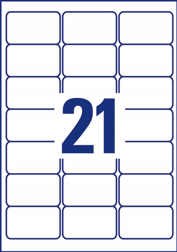 UNIVERSAL LABELS, REMOVABLE AVERY, 63,5 X 38,1 Manufacturer code L6023REV-25