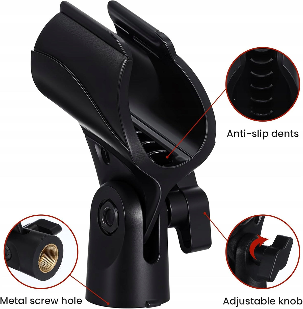 UNIVERSAL MICROPHONE HOLDER 2 PCS ANTI-SLIP 180 DEGREE BLACK Manufacturer code 0608917200225