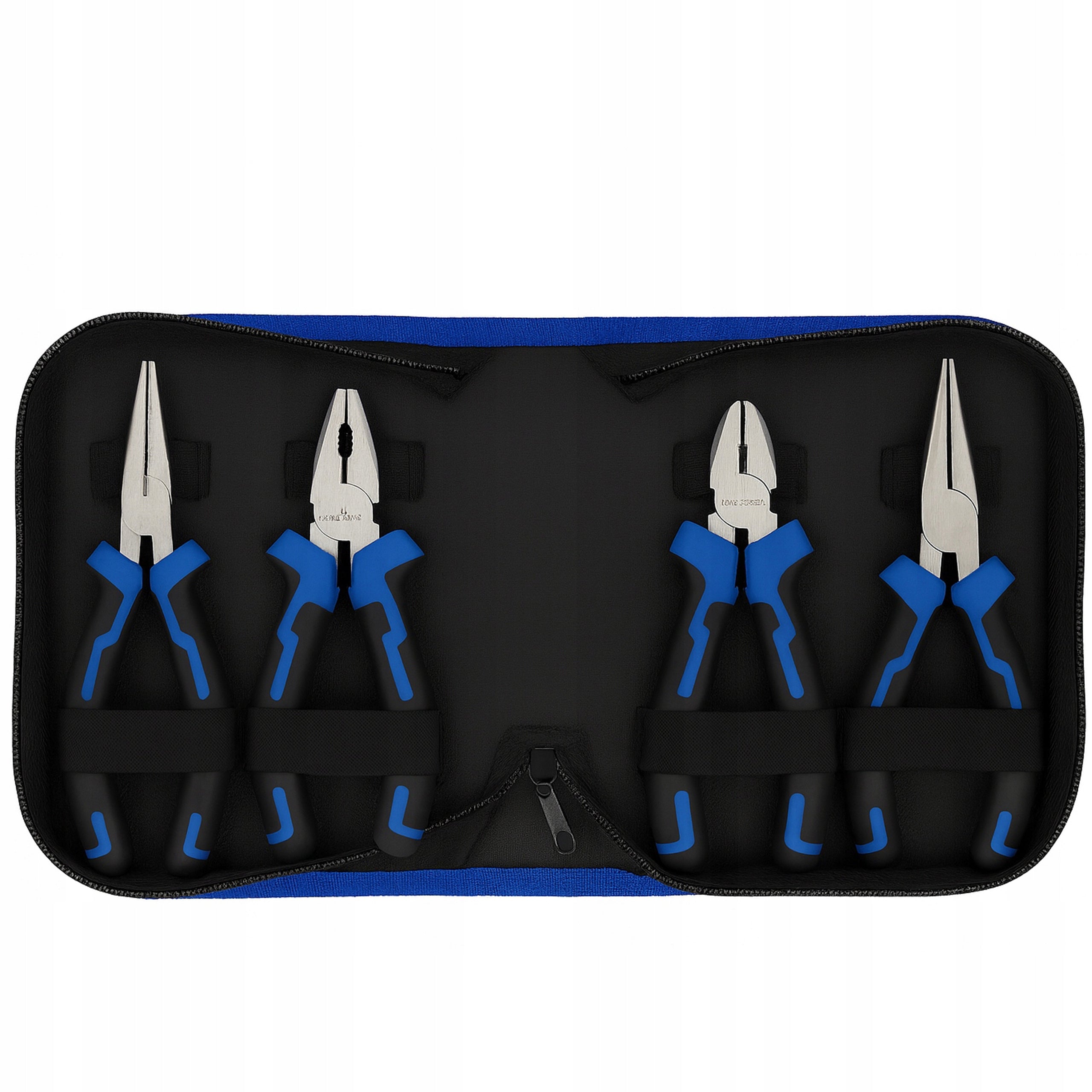 UNIVERSAL PLIERS SET OF 4 ELONGATED STRAIGHT SIDE PLIERS + CASE