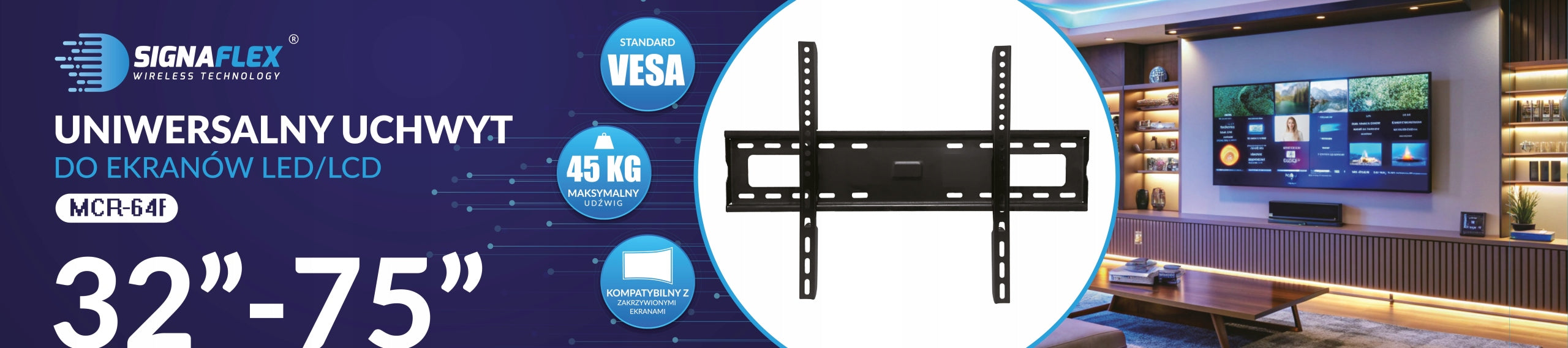 UNIVERSAL STRONG TV MOUNT TV HANGER MONITOR 32-45 VESA EAN (GTIN) 5905325719796