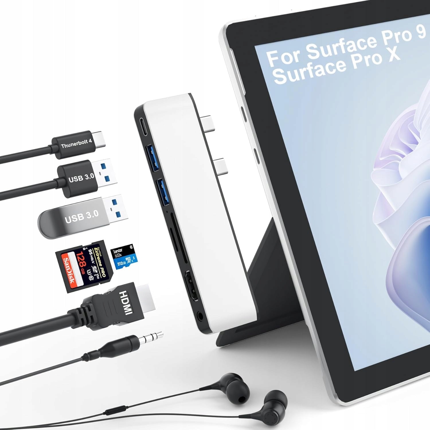 UNIVERSAL SURFACE PRO HUB FAST TRANSFER USB HUD HDMI 7 IN 2