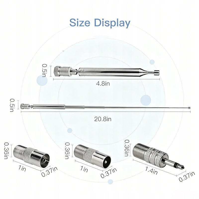 UNIVERSAL TELESCOPIC RADIO FM ANTENNA FOR HOME TOWER CINEMAS + 4 ADAPTERS Manufacturer code TVC260602