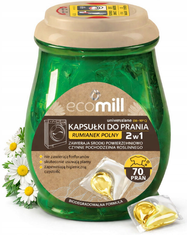 UNIVERSAL WASHING CAPSULES 2in1 EFFECTIVE CHAMOMILE FIELD ECOMILL 4x70pcs Packaging status original