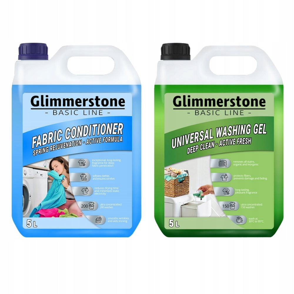 UNIVERSAL WASHING GEL 5L + RINSING LIQUID 5L BASIC LINE = 10L QUALITY