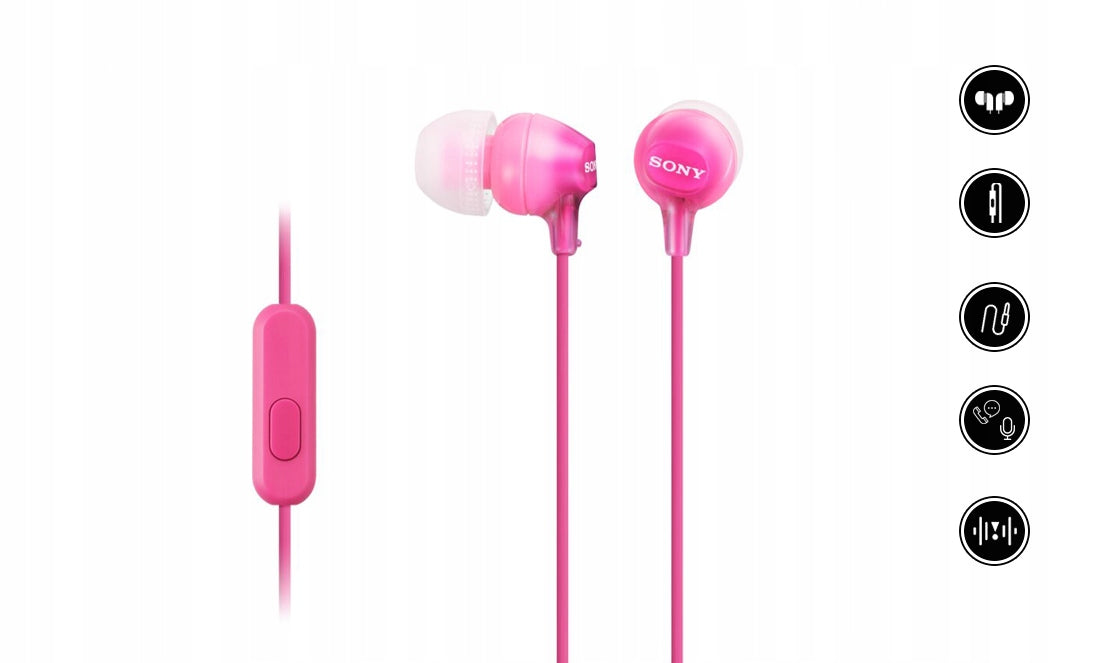 UNIVERSAL WIRED HEADPHONES SONY MDR-EX15AP WITH MICROPHONE 3,5mm Manufacturer code MDREX15APPI.CE7