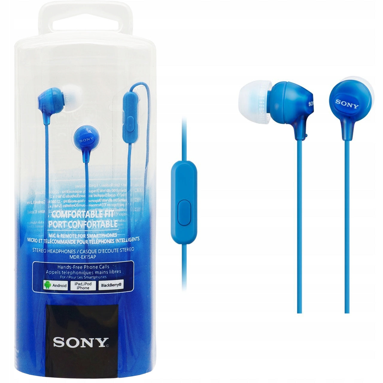 UNIVERSAL WIRED HEADPHONES SONY MDR-EX15AP WITH MICROPHONE 3,5mm