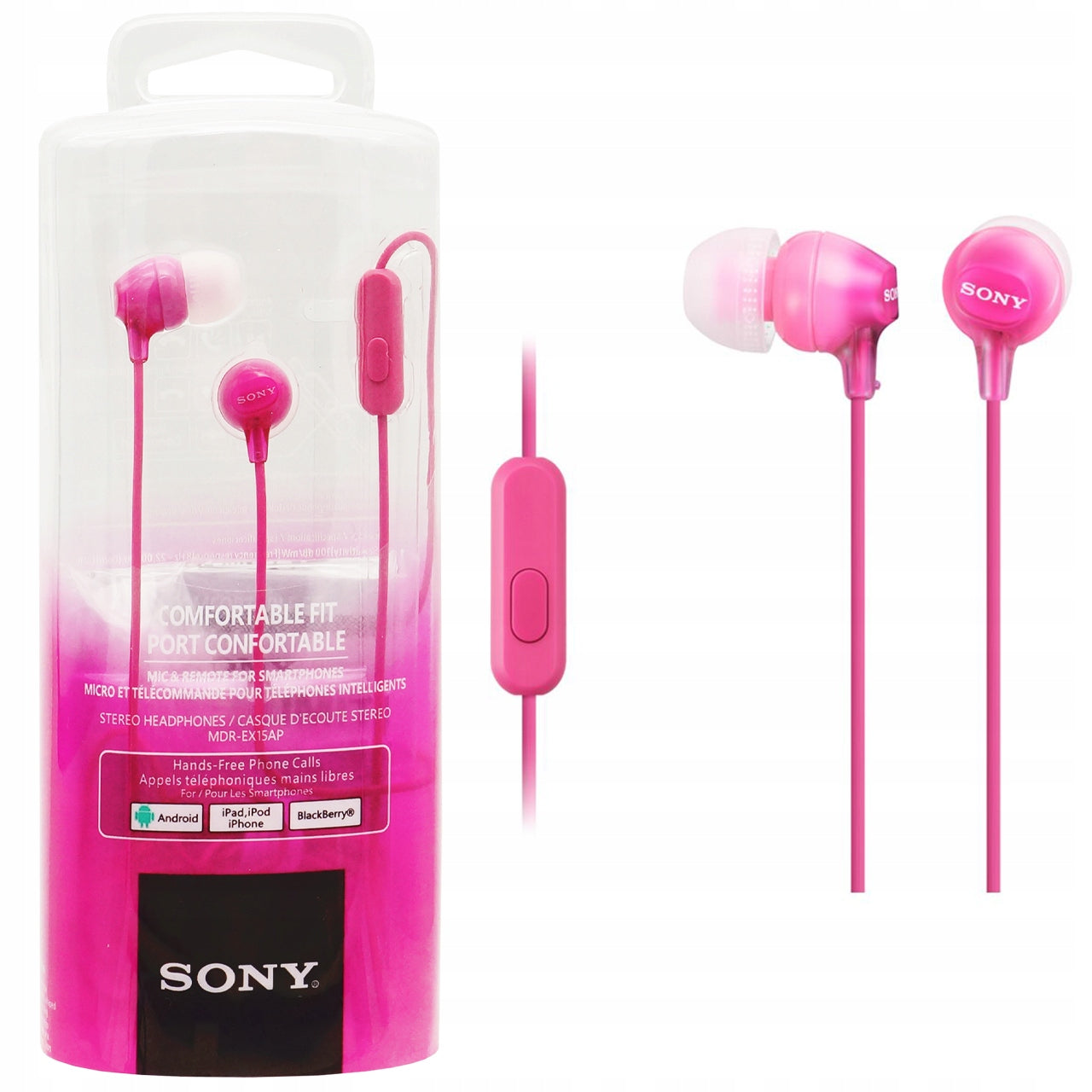 UNIVERSAL WIRED HEADPHONES SONY MDR-EX15AP WITH MICROPHONE 3,5mm