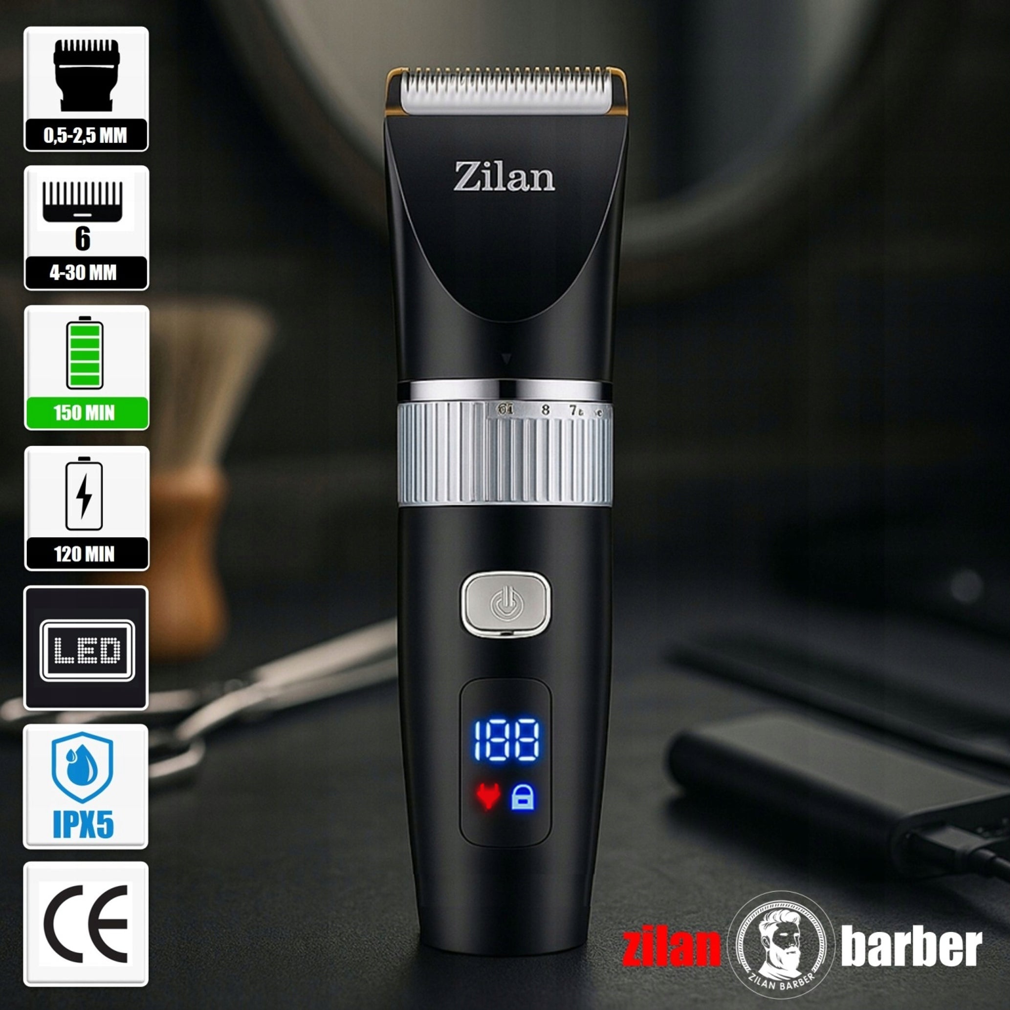 UNIVERSAL WIRELESS CLIPPER WATER RESISTANT BARBER USB 7IN1 Manufacturer code ZLN8931