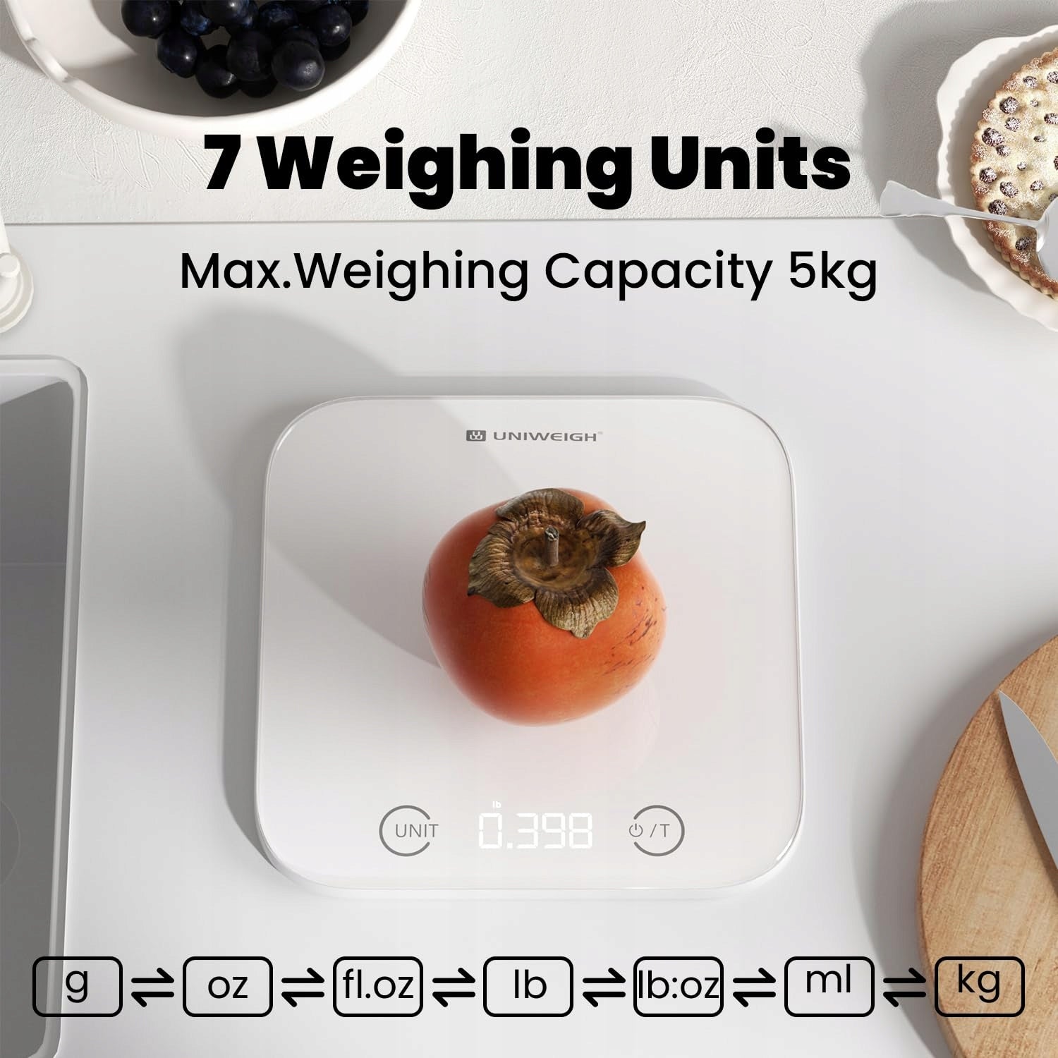 UNIWEIGH Bathroom and Kitchen Scale Set LCD Touch Glass White Brand no brand