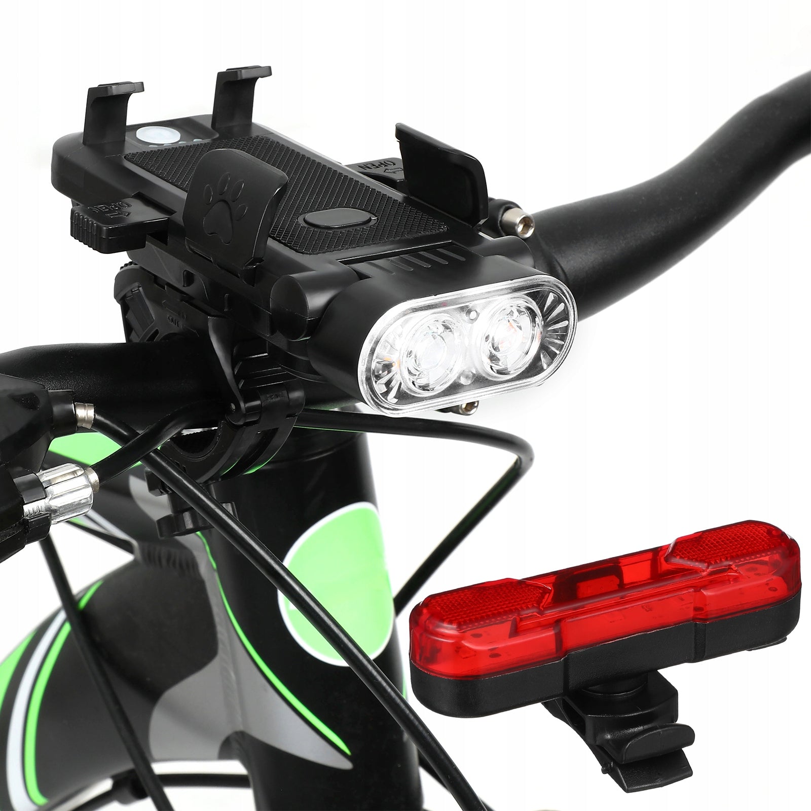 UNIWERSALNA LAMPKA ROWEROWA Z MOCNYM ŚWIATŁEM I REGULOWANYM UCHWYTEM Light source LED